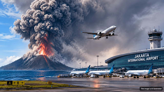 Anak Krakatau Erupts: Volcanic Ash Disrupts 300+ Flights at Jakarta Airport - NationPath Image