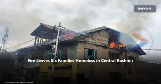 Representative image of firefighters responding to a residential fire in Kashmir.