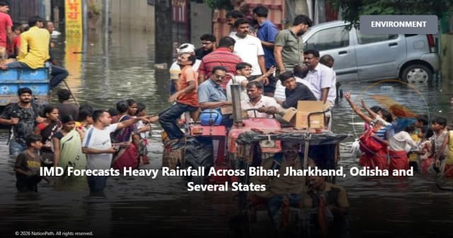 Flooded area in eastern India following heavy monsoon rainfall.