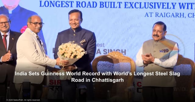 India Sets Guinness World Record with World’s Longest Steel Slag Road in Chhattisgarh - NationPath Image