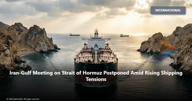Commercial oil tanker navigating the Strait of Hormuz between Iran and Oman