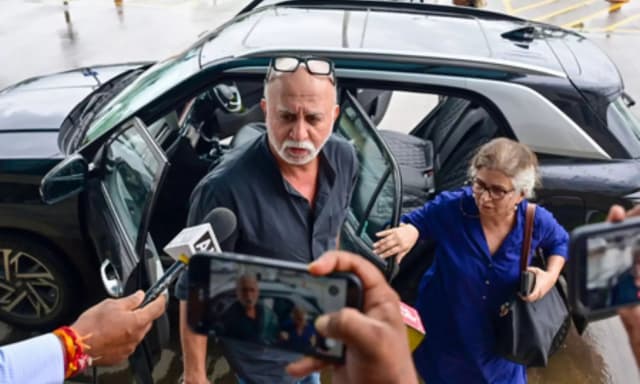 Tarun Tejpal arrives at a Goa court after surrendering in the 2013 sexual assault case