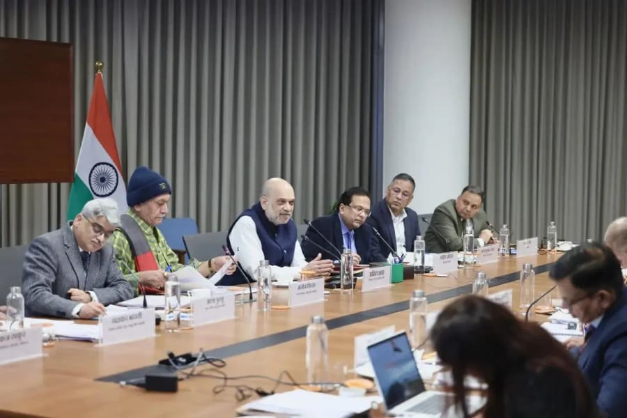 Union Home Minister Amit Shah during a security meeting ahead of the National Security Strategies Conference.
