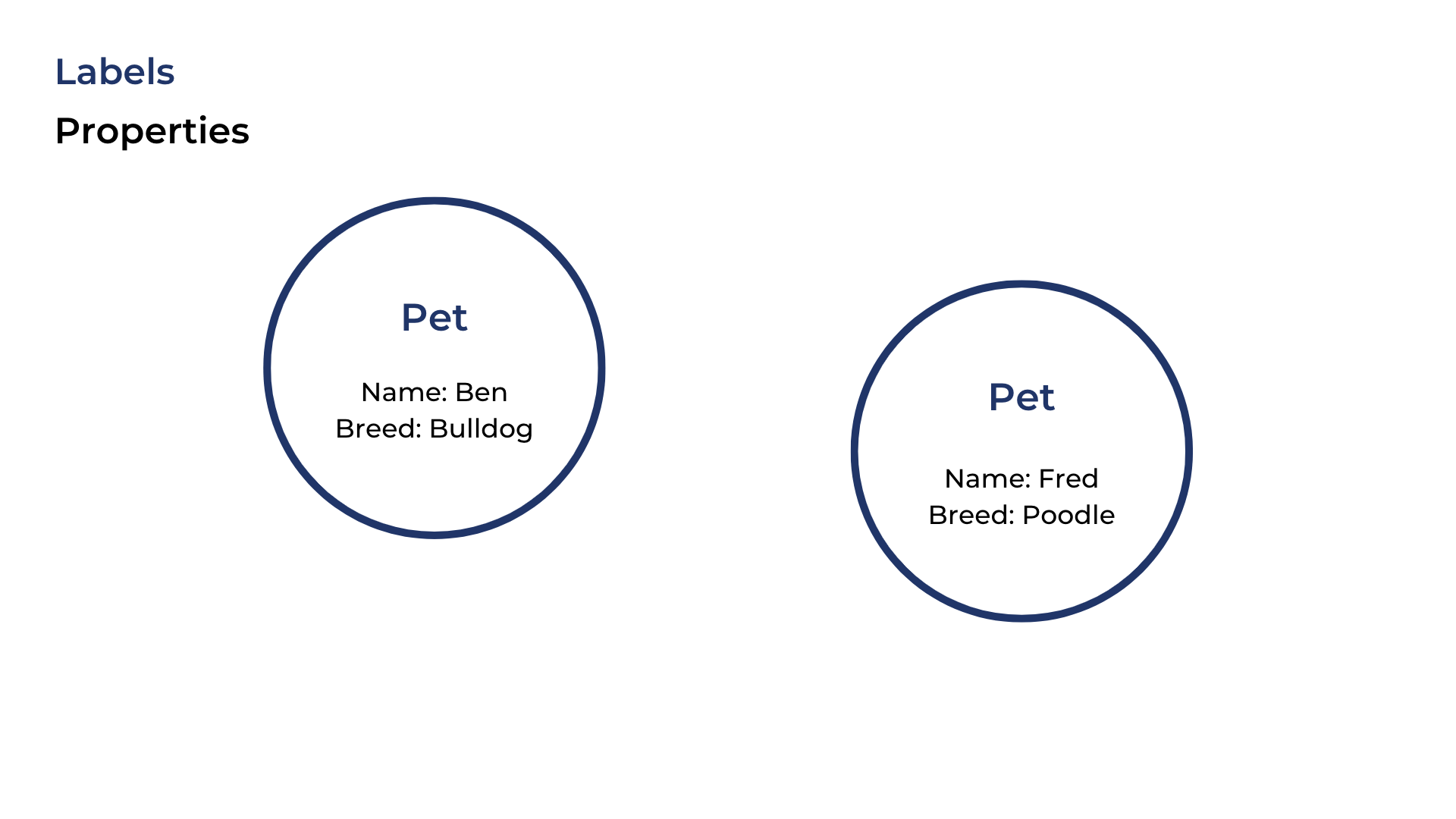 Two nodes describing two pets.