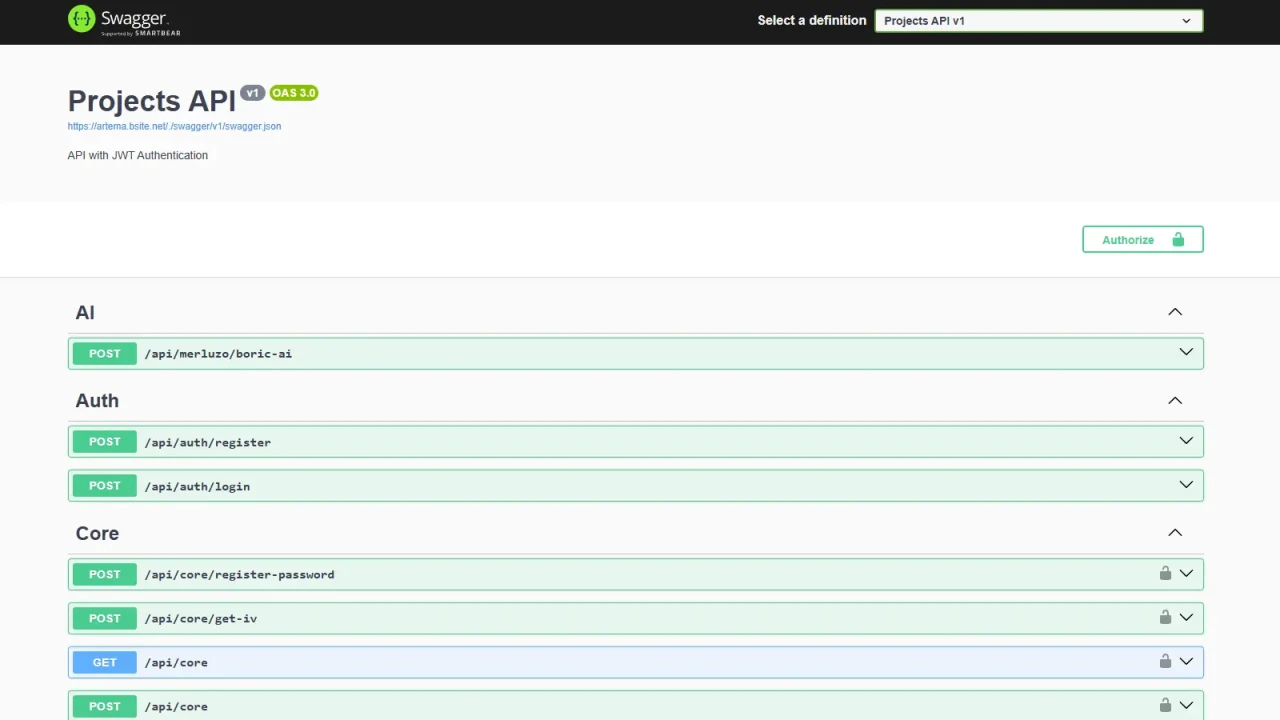 WebApi for Projects (.NET)