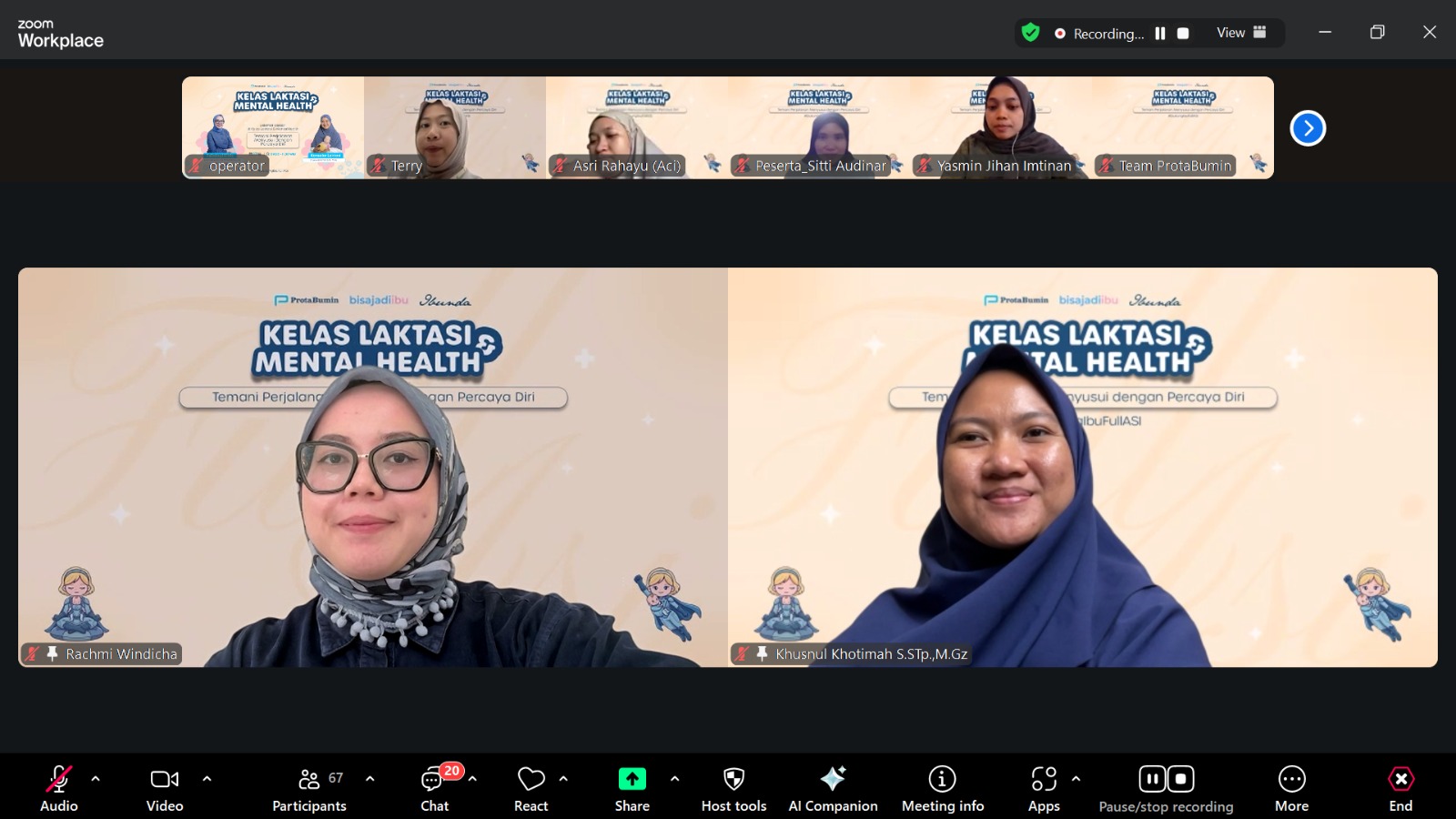 Psikolog Rachmi Widicha & Konselor Laktasi Khusnul Khotimah menjadi pembicara di Kelas Laktasi dan Mental Health