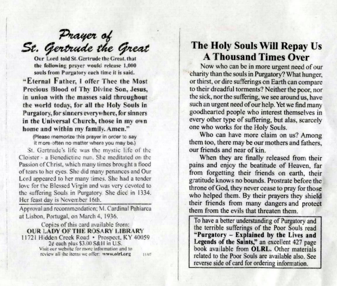 Prayer of St. Gertrude