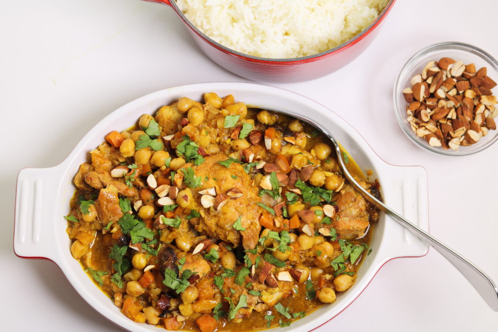 Easy Crock Pot Moroccan Chicken, Chickpea and Apricot Tagine