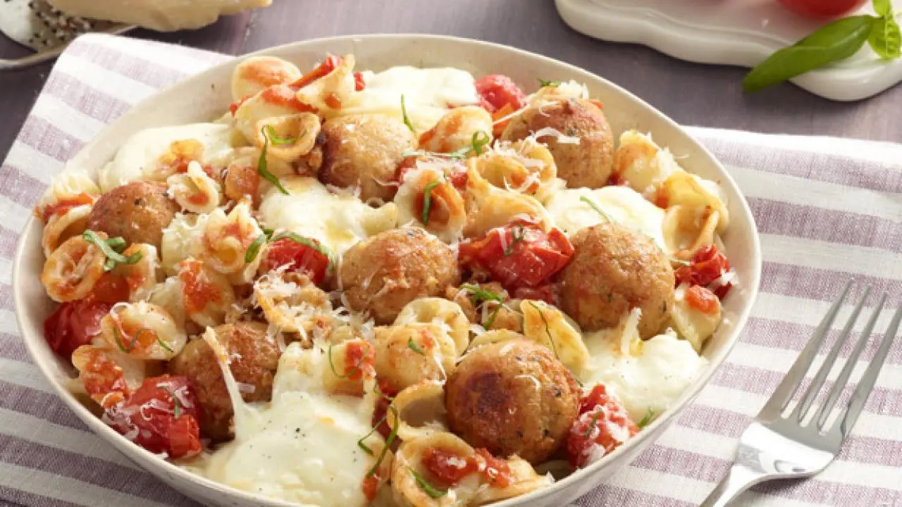 Orecchiette with Mini Chicken Meatballs