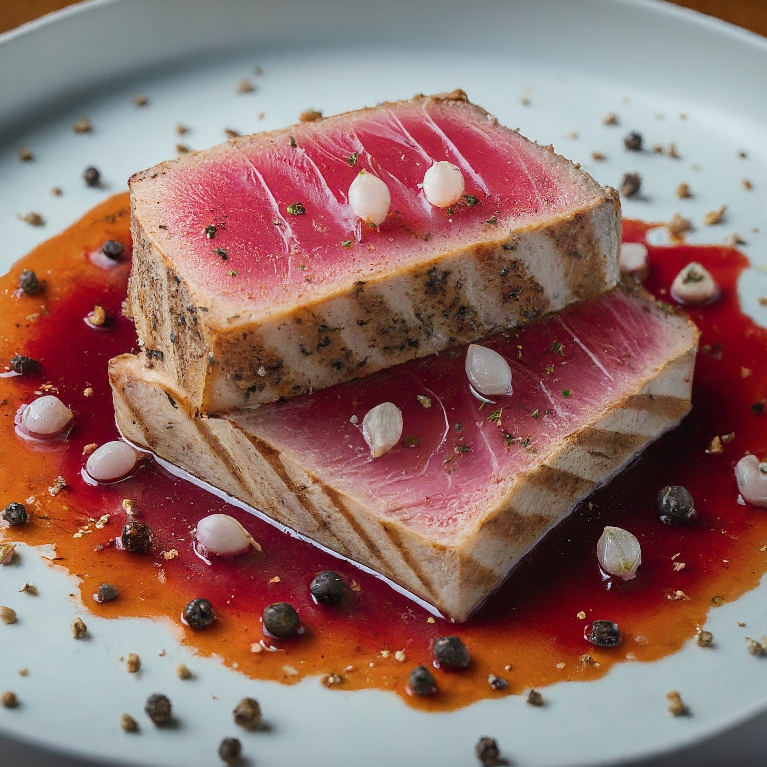 Tuna au Poivre With Red Wine Sauce