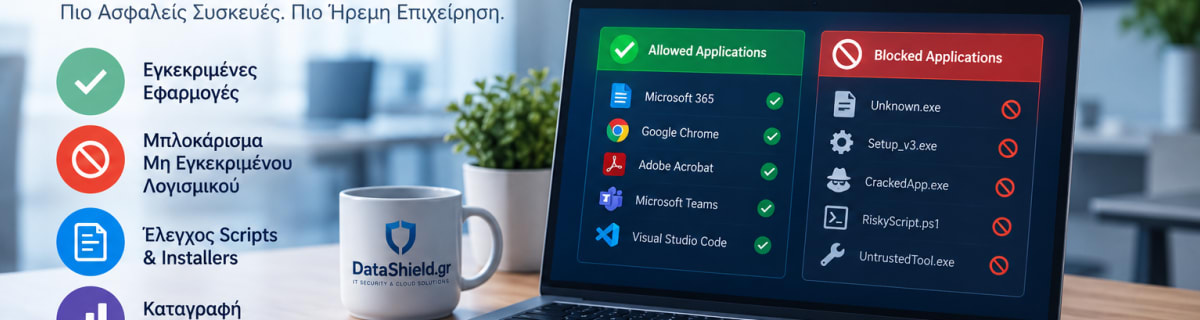 Application Control σε εταιρικούς υπολογιστές που επιτρέπει εγκεκριμένο λογισμικό και μπλοκάρει μη εξουσιοδοτημένες εφαρμογές