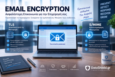 Εταιρικό email προστατεύεται με κρυπτογράφηση κατά τη μεταφορά και κρυπτογραφική προστασία του μηνύματος