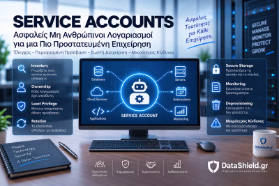 Διαχείριση service accounts και μη ανθρώπινων identities με ελεγχόμενα credentials και περιορισμένα δικαιώματα