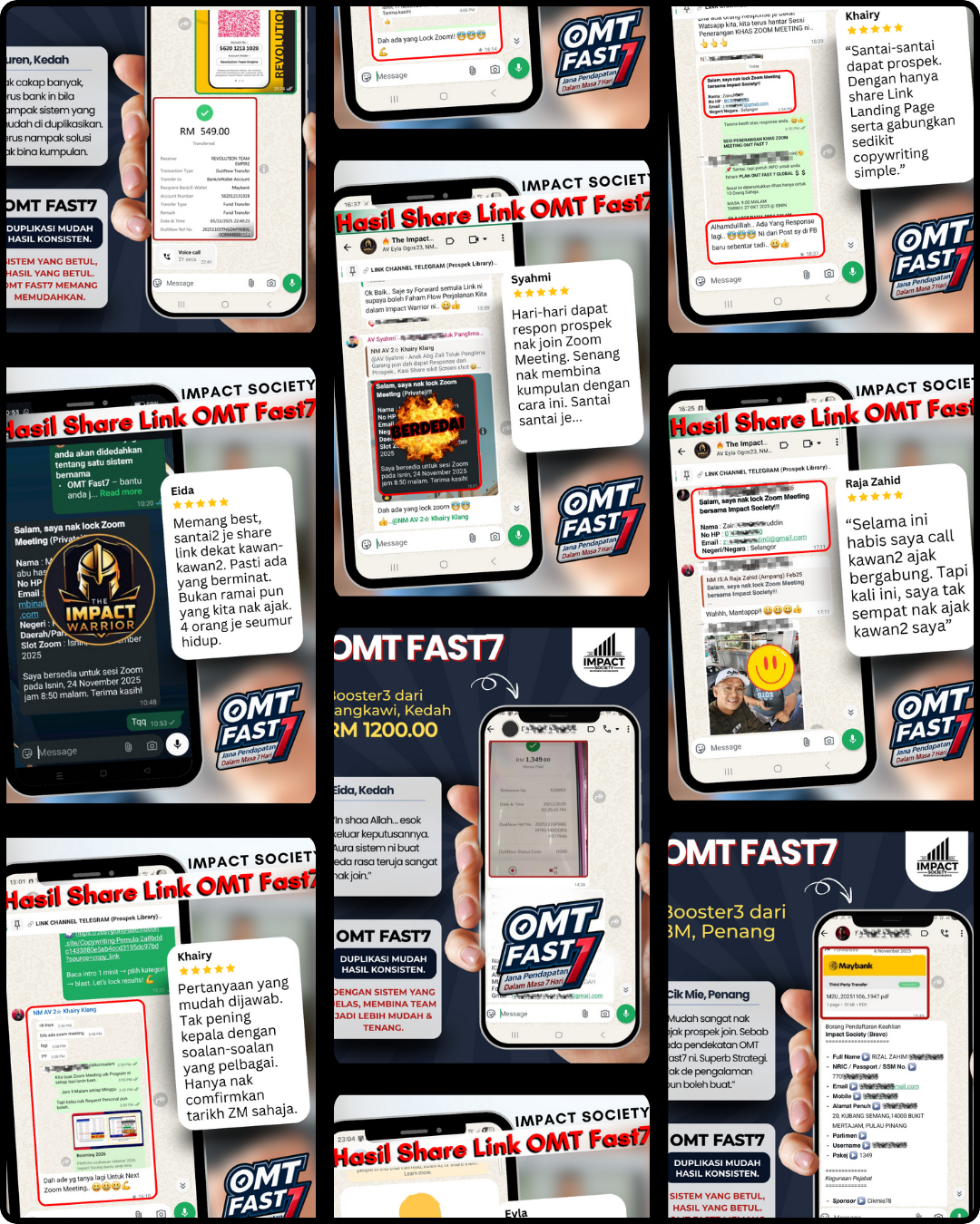 Bukti prospek & daftar OMT Fast7 — sistem tarik & tapis