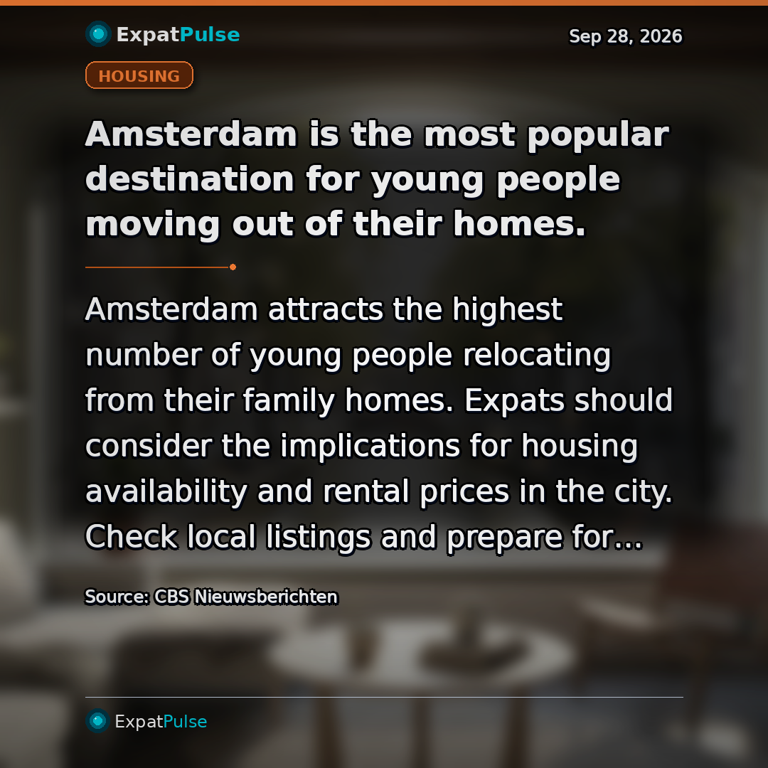 Amsterdam is the most popular destination for young people moving out of their homes.