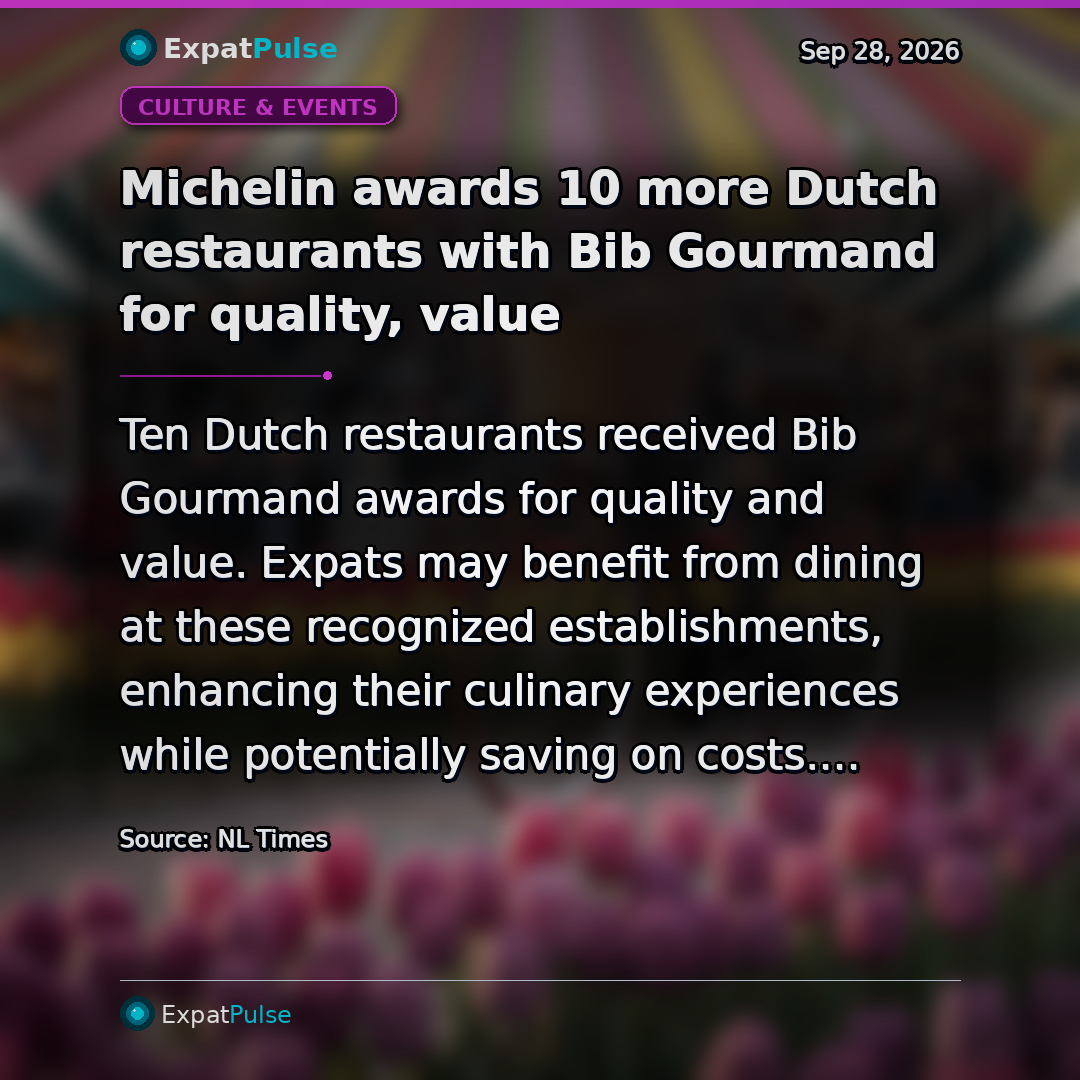 Michelin awards 10 more Dutch restaurants with Bib Gourmand for quality, value