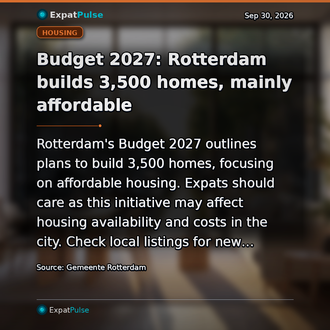 Budget 2027: Rotterdam builds 3,500 homes, mainly affordable