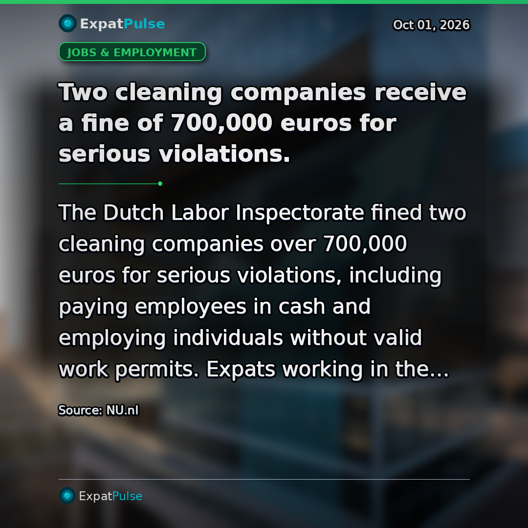 Two cleaning companies receive a fine of 700,000 euros for serious violations.