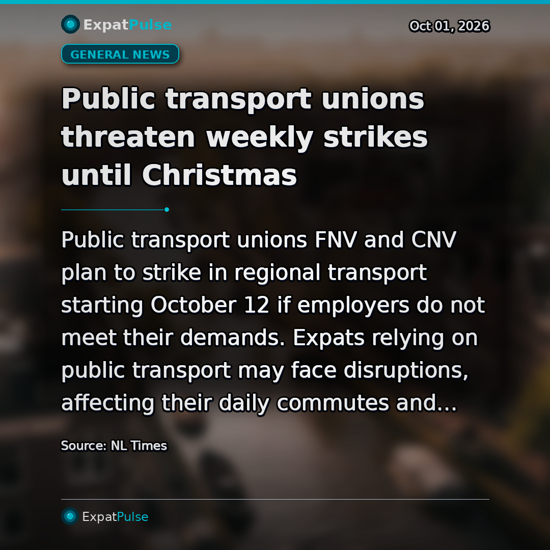 Public transport unions threaten weekly strikes until Christmas