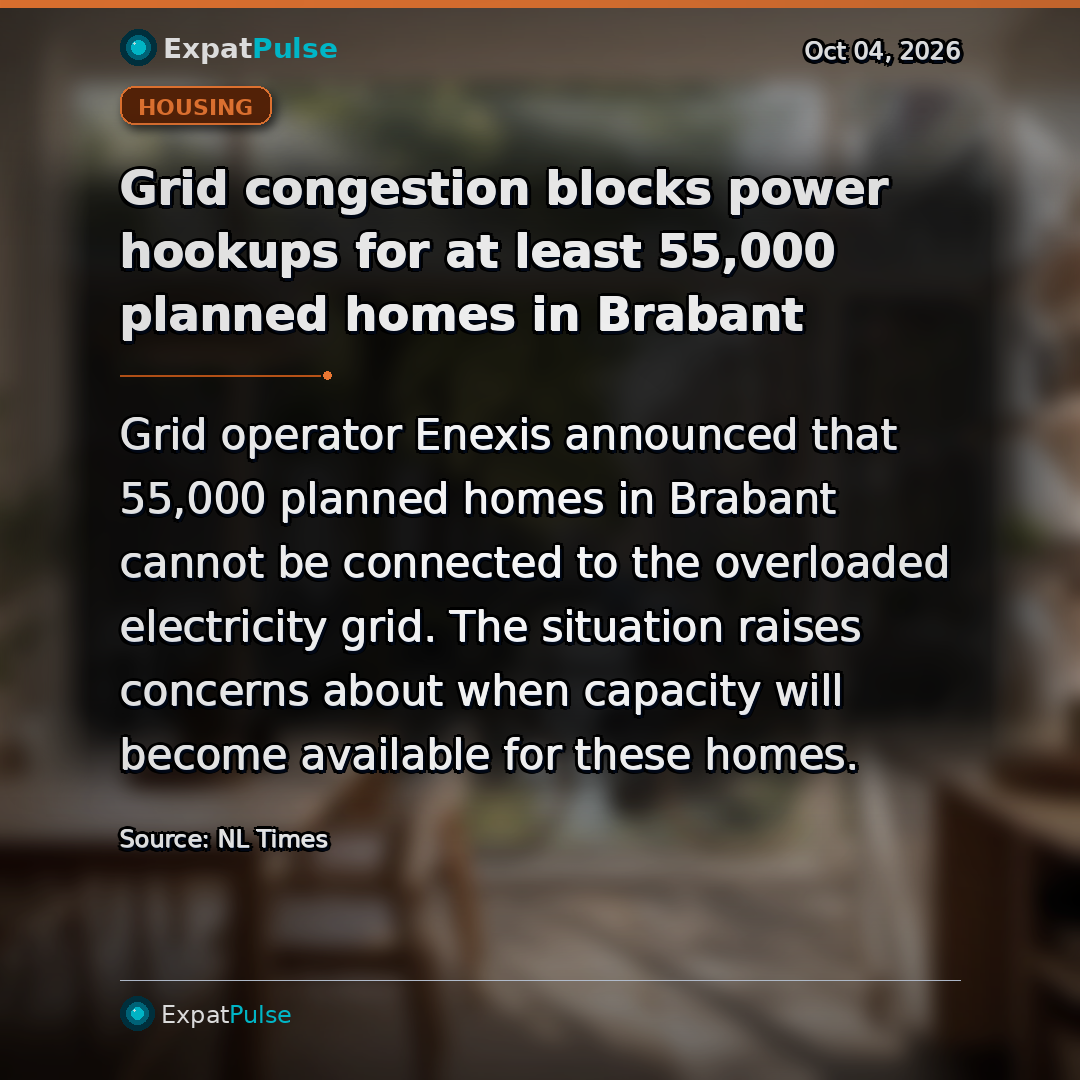Grid congestion blocks power hookups for at least 55,000 planned homes in Brabant