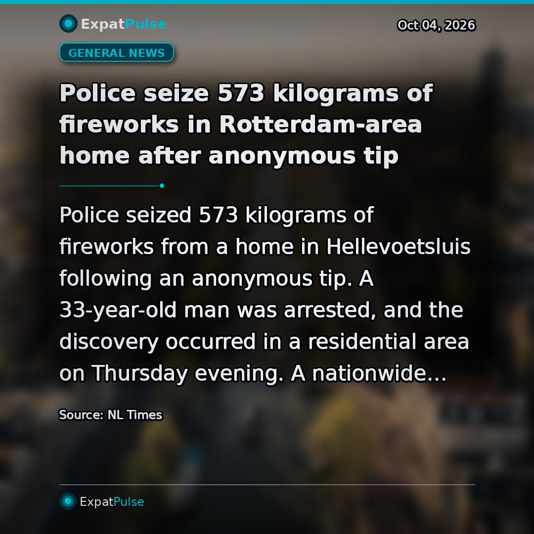 Police seize 573 kilograms of fireworks in Rotterdam-area home after anonymous tip