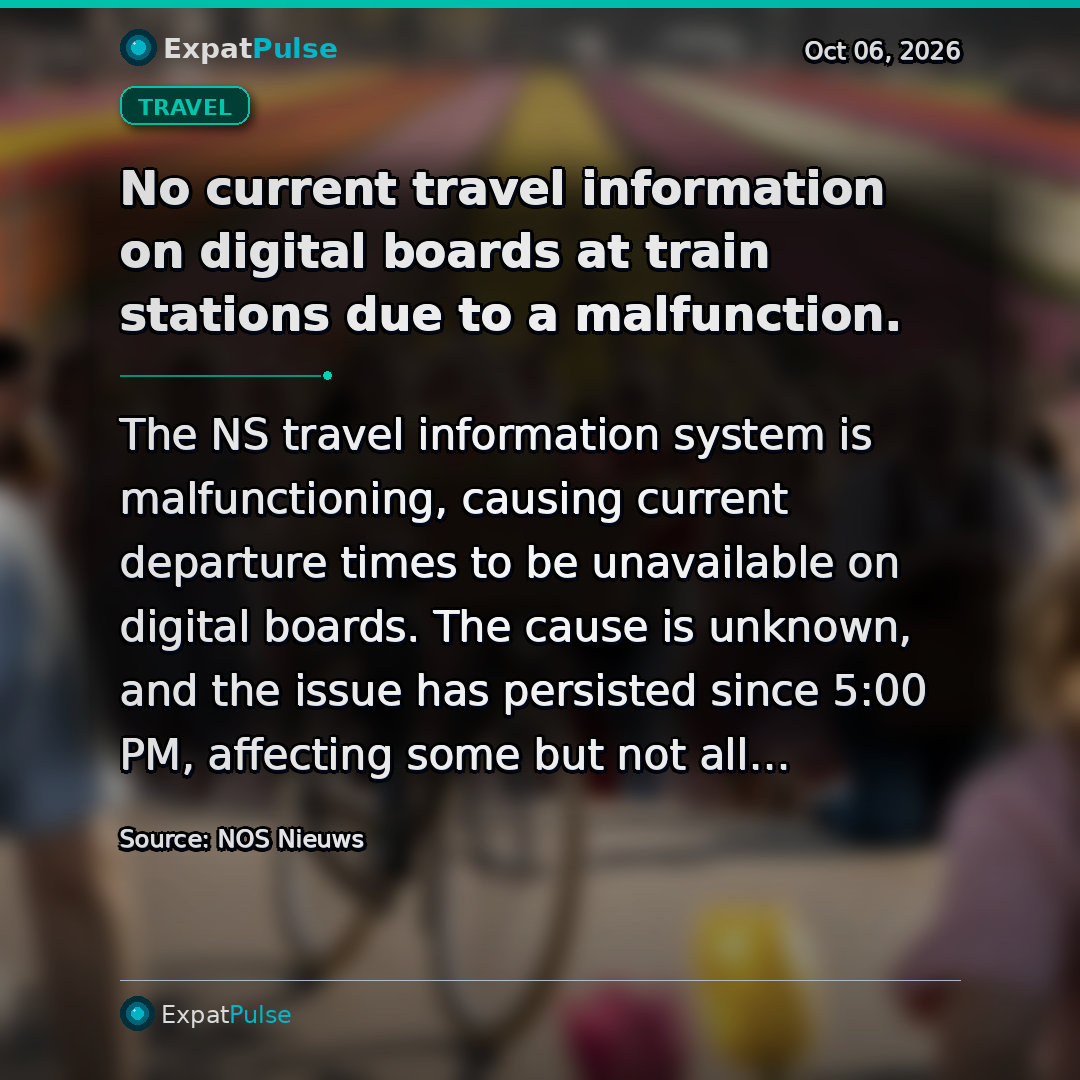 No current travel information on digital boards at train stations due to a malfunction.