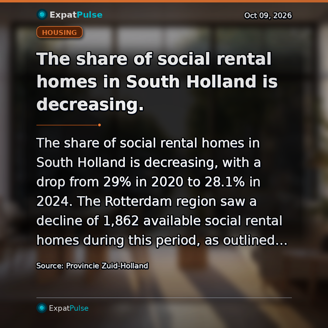 The share of social rental homes in South Holland is decreasing.