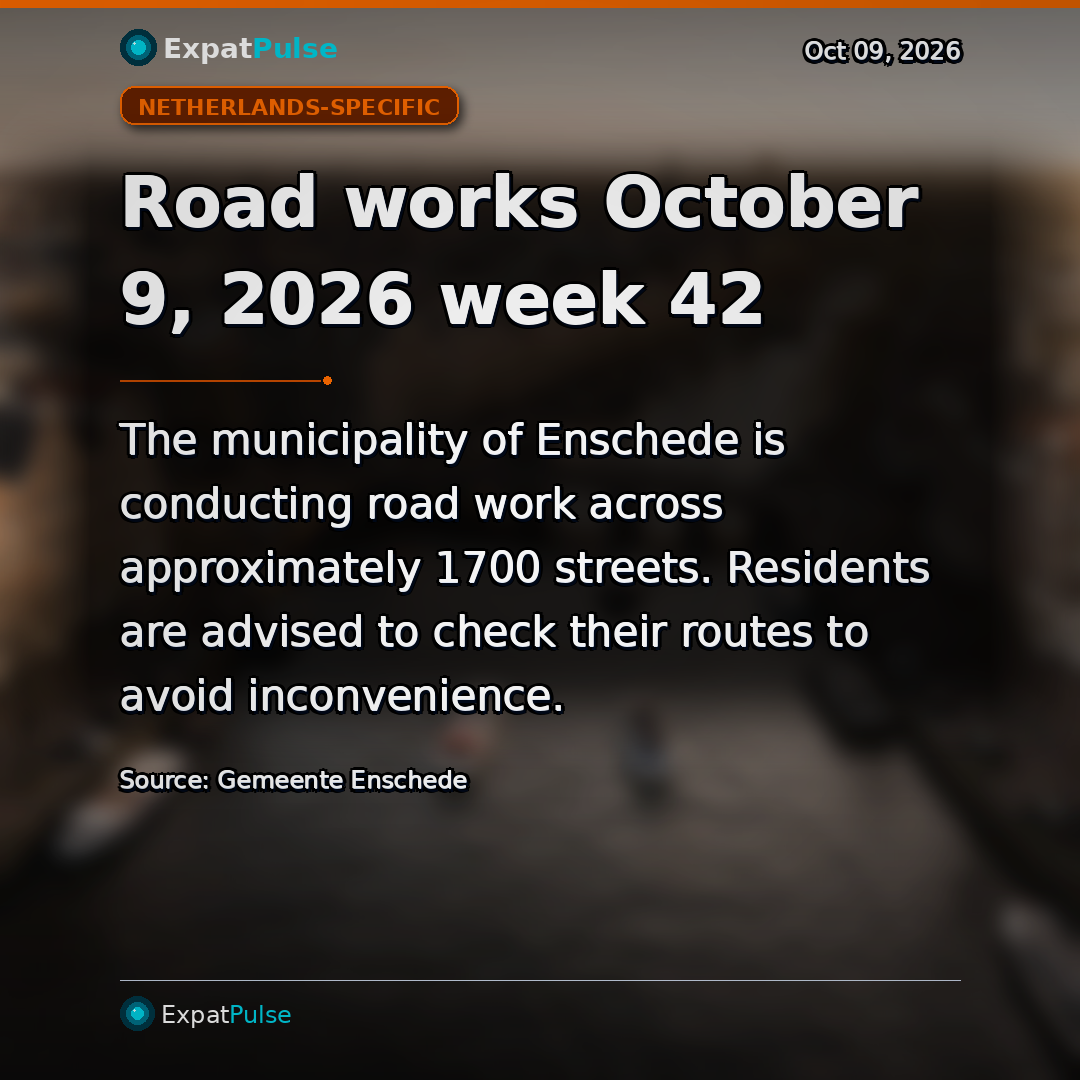 Road works October 9, 2026 week 42