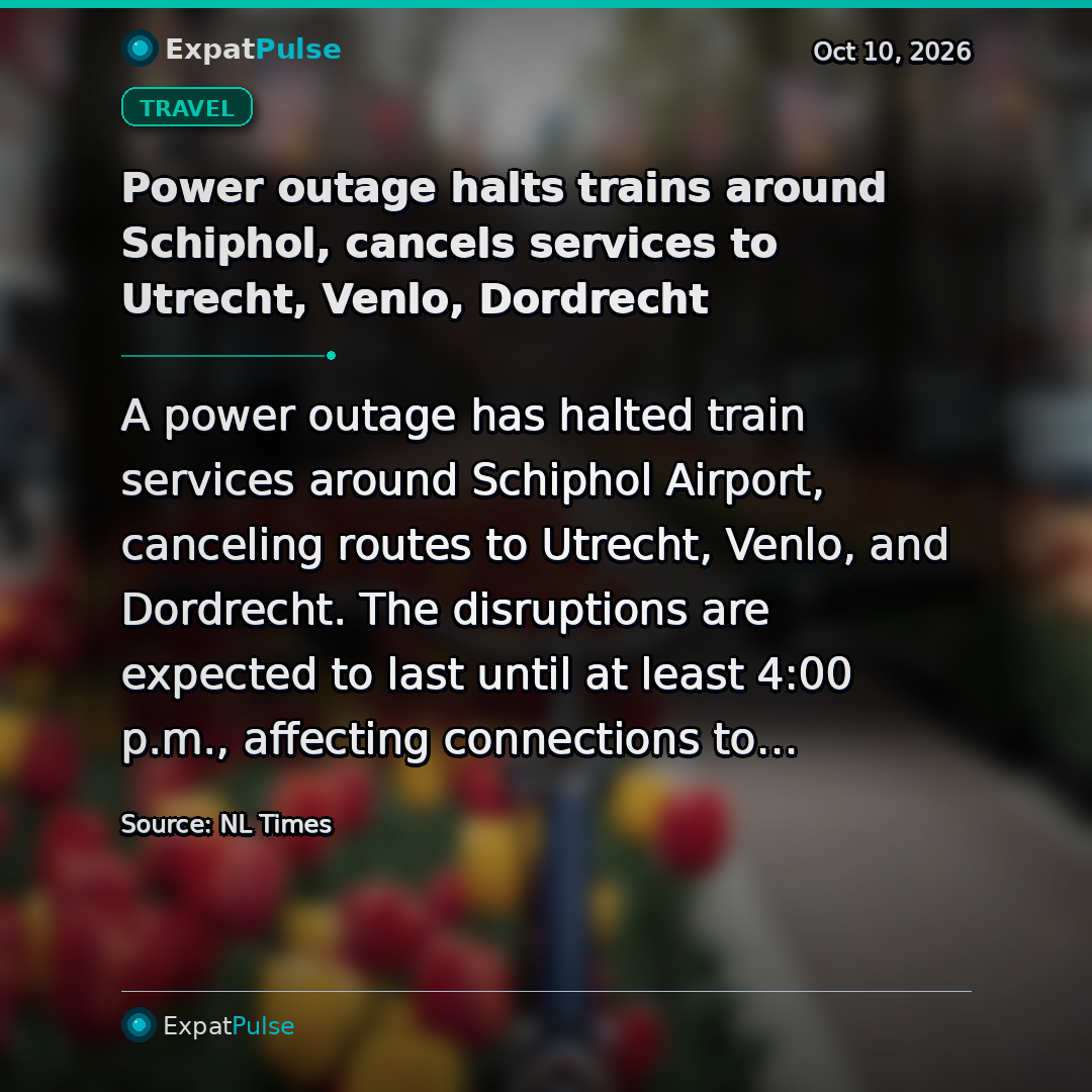 Power outage halts trains around Schiphol, cancels services to Utrecht, Venlo, Dordrecht