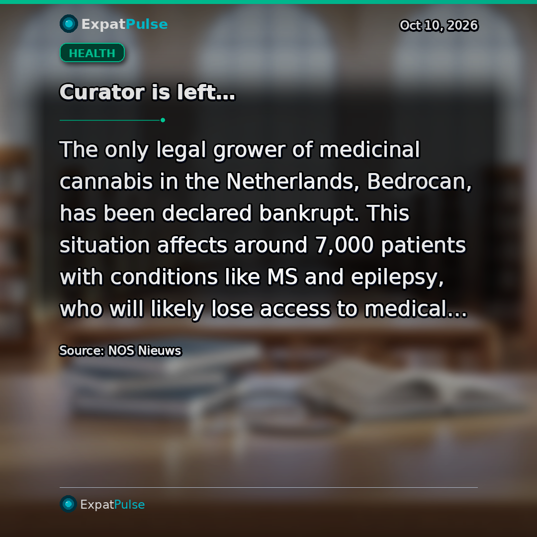 Curator is left with hundreds of kilos of medicinal cannabis after the bankruptcy of the only Dutch grower.