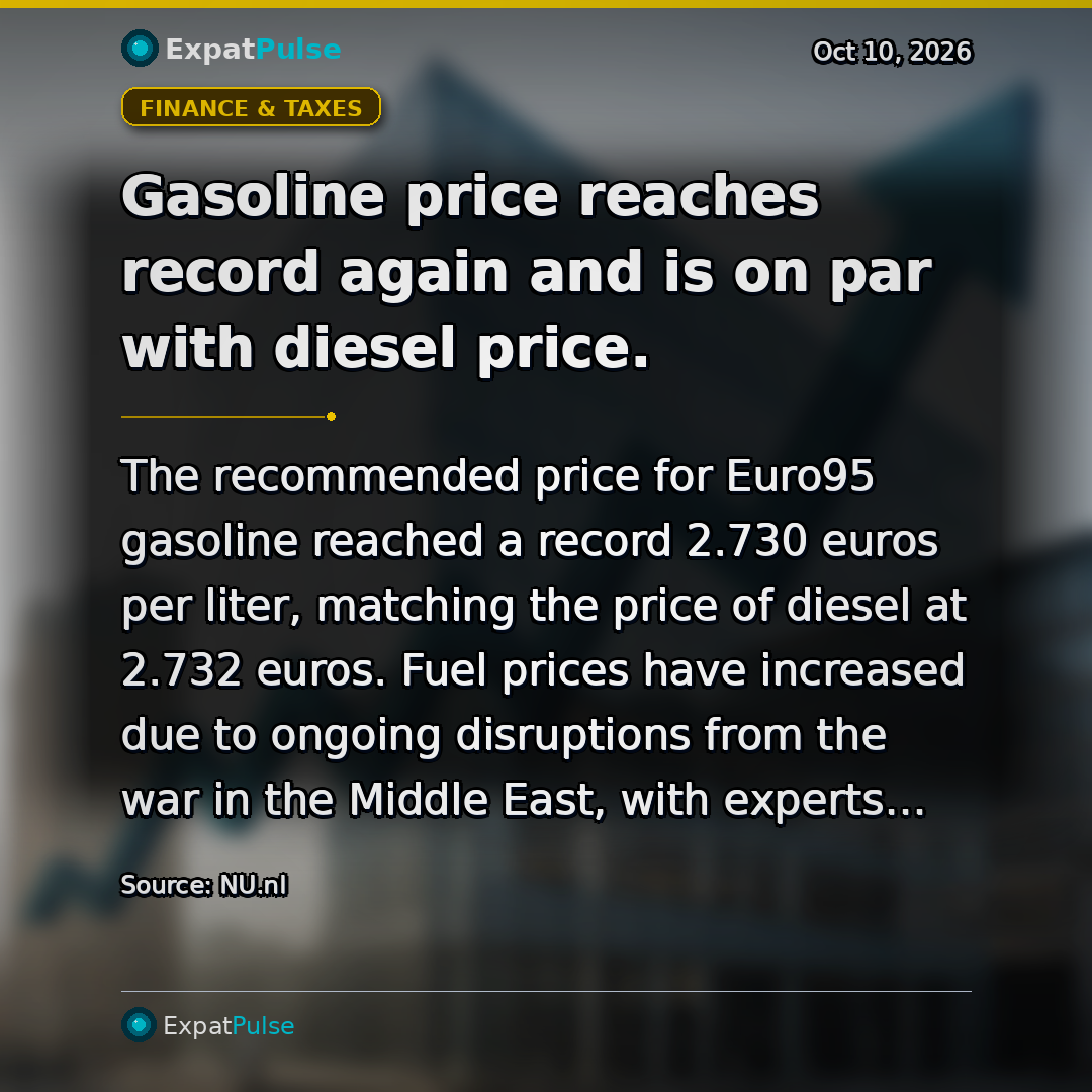 Gasoline price reaches record again and is on par with diesel price.