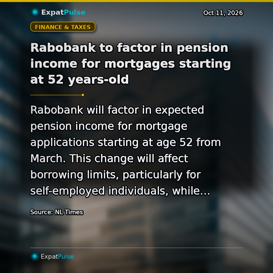 Rabobank to factor in pension income for mortgages starting at 52 years-old