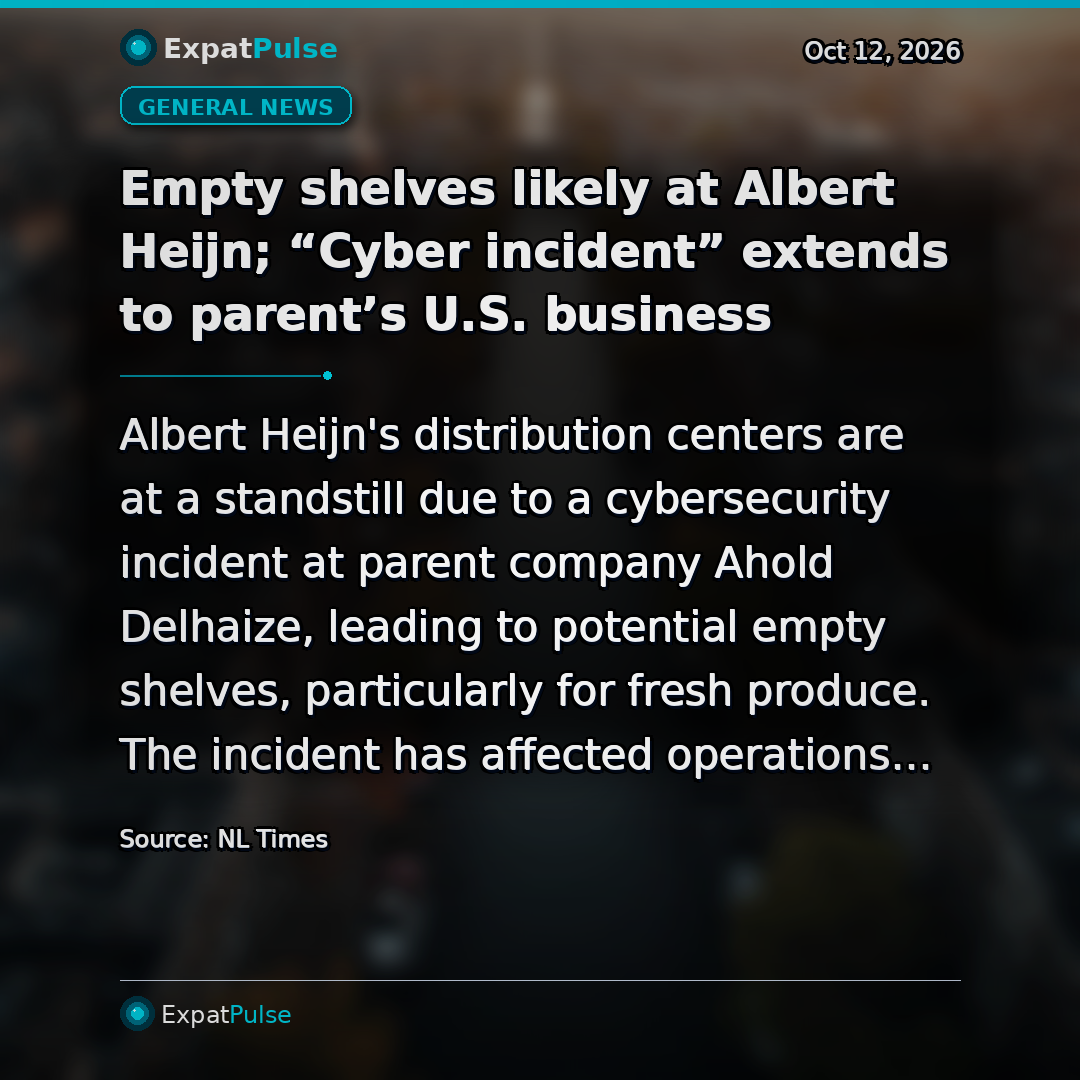 Empty shelves likely at Albert Heijn; “Cyber incident” extends to parent’s U.S. business