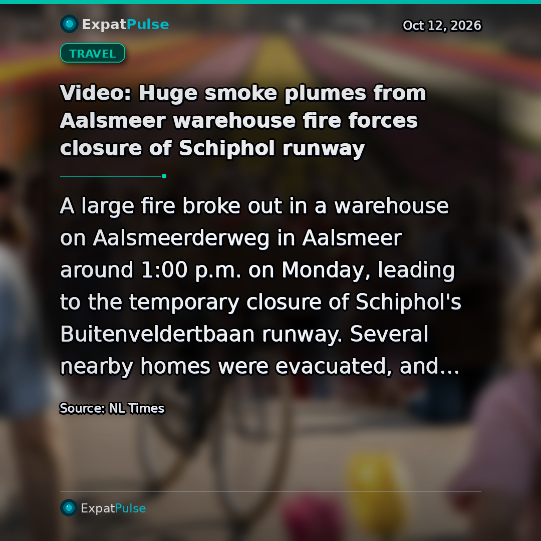 Video: Huge smoke plumes from Aalsmeer warehouse fire forces closure of Schiphol runway