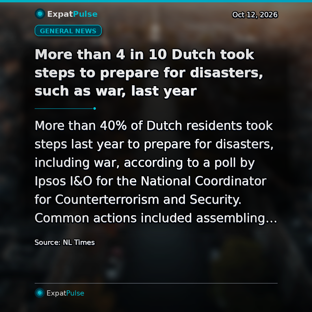 More than 4 in 10 Dutch took steps to prepare for disasters, such as war, last year