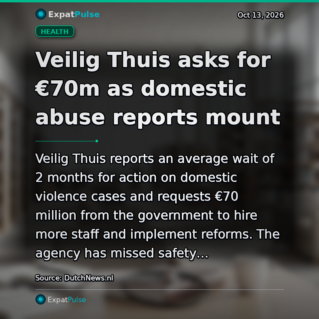 Veilig Thuis asks for €70m as domestic abuse reports mount