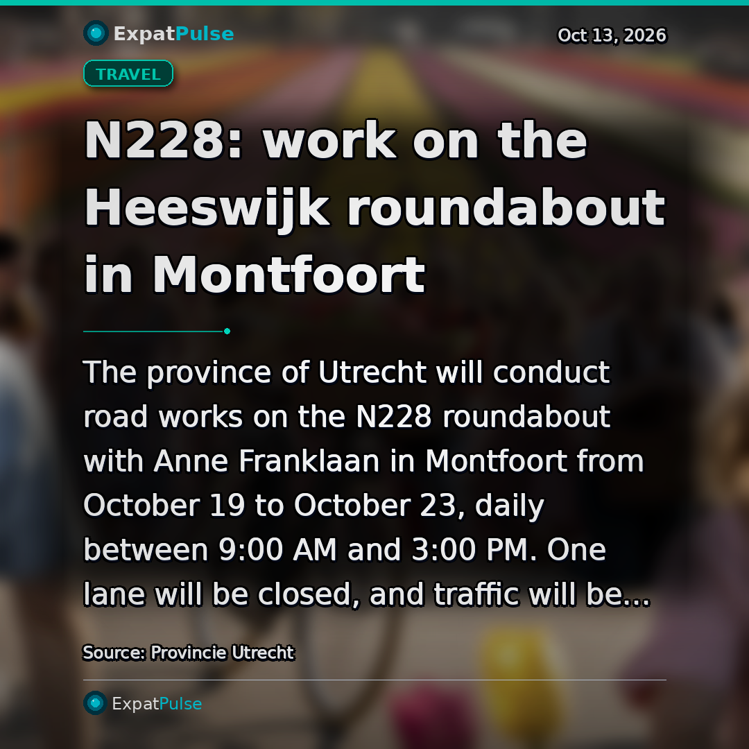 N228: work on the Heeswijk roundabout in Montfoort