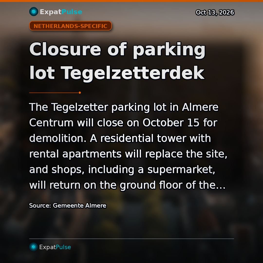 Closure of parking lot Tegelzetterdek