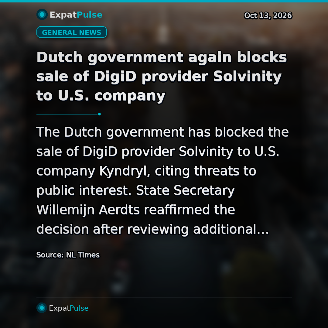 Dutch government again blocks sale of DigiD provider Solvinity to U.S. company