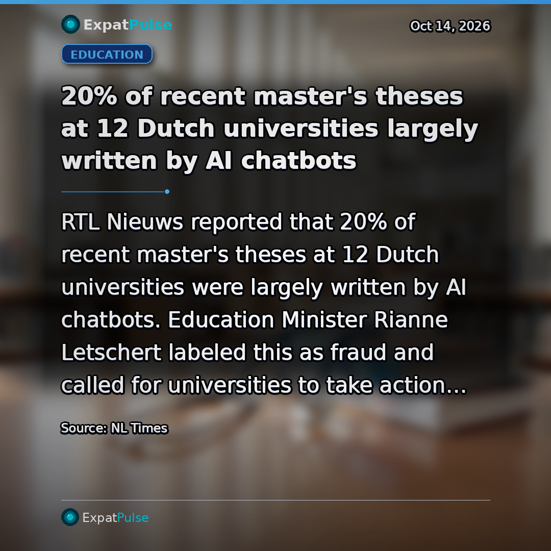 20% of recent master's theses at 12 Dutch universities largely written by AI chatbots