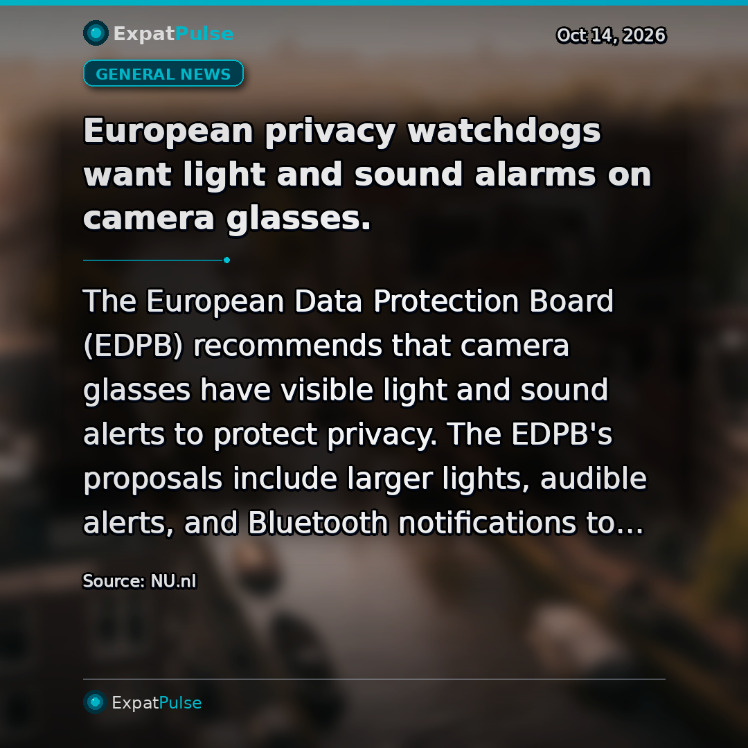 European privacy watchdogs want light and sound alarms on camera glasses.