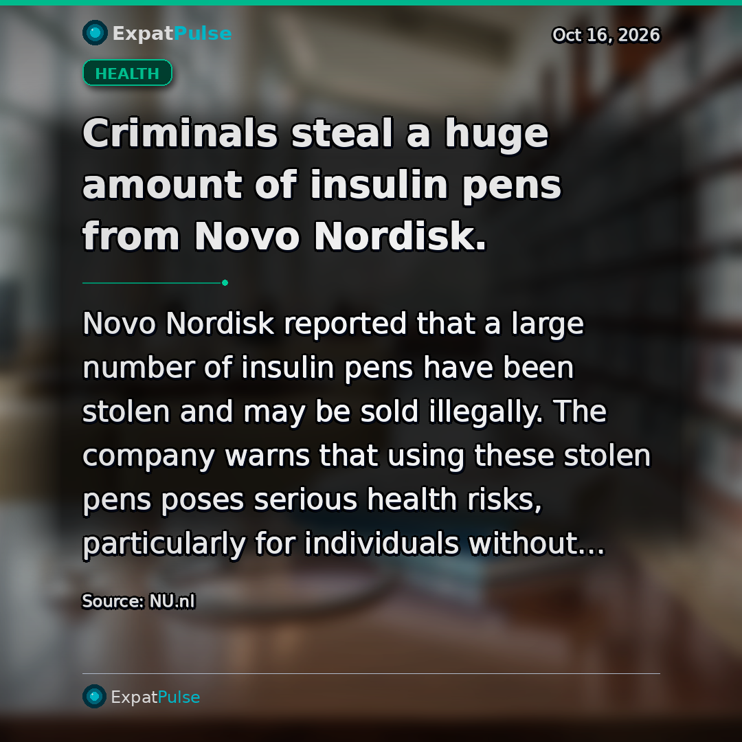 Criminals steal a huge amount of insulin pens from Novo Nordisk.