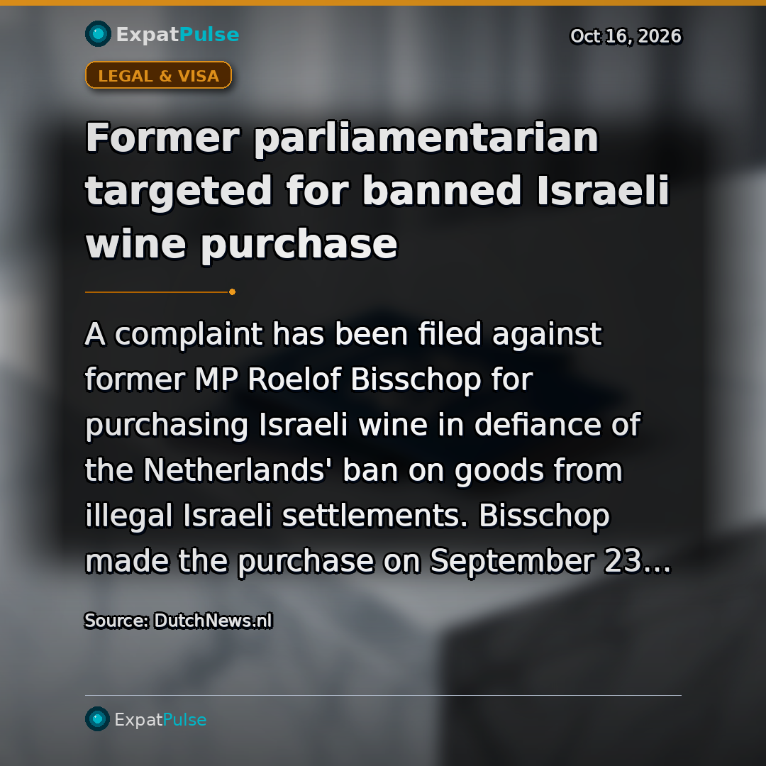 Former parliamentarian targeted for banned Israeli wine purchase