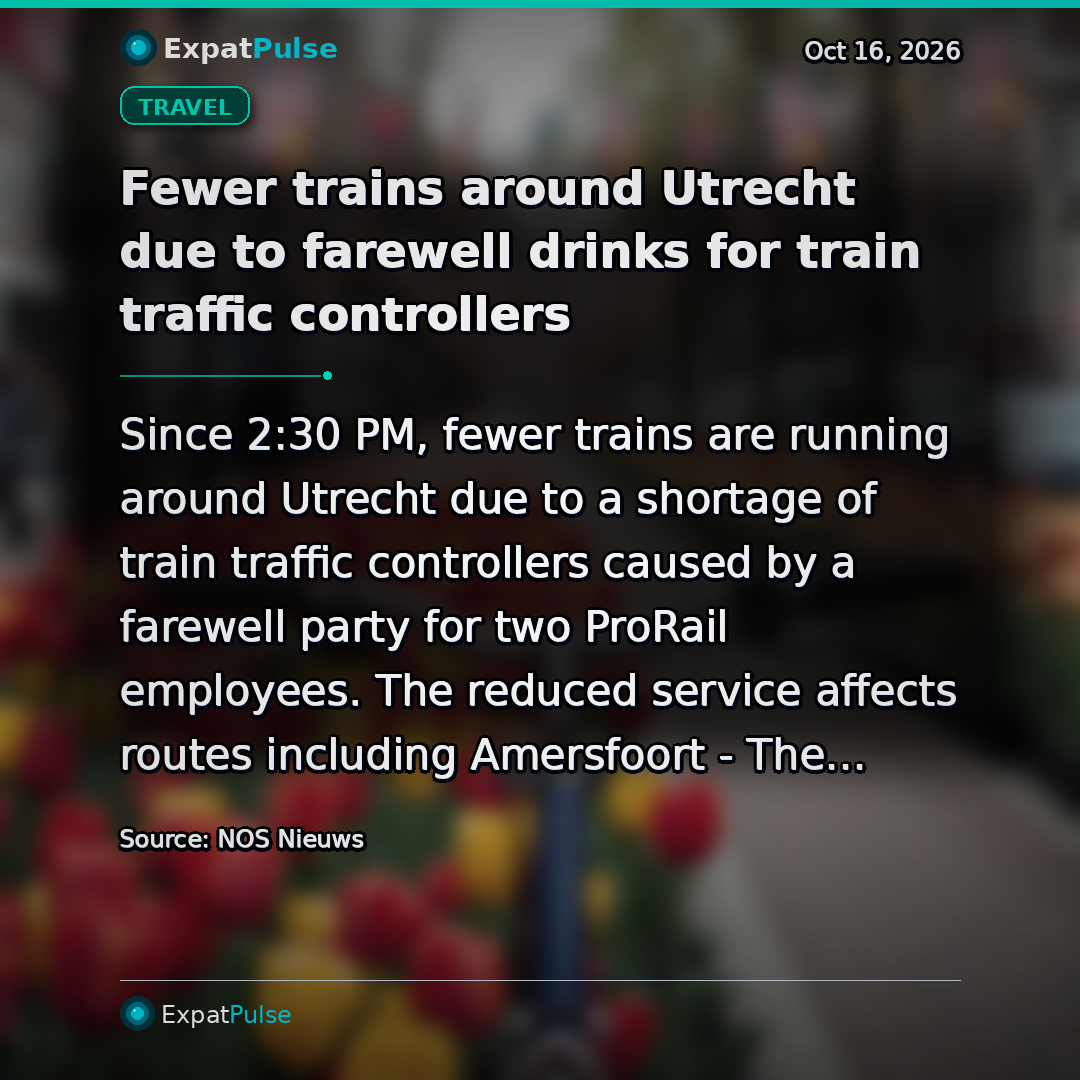 Fewer trains around Utrecht due to farewell drinks for train traffic controllers