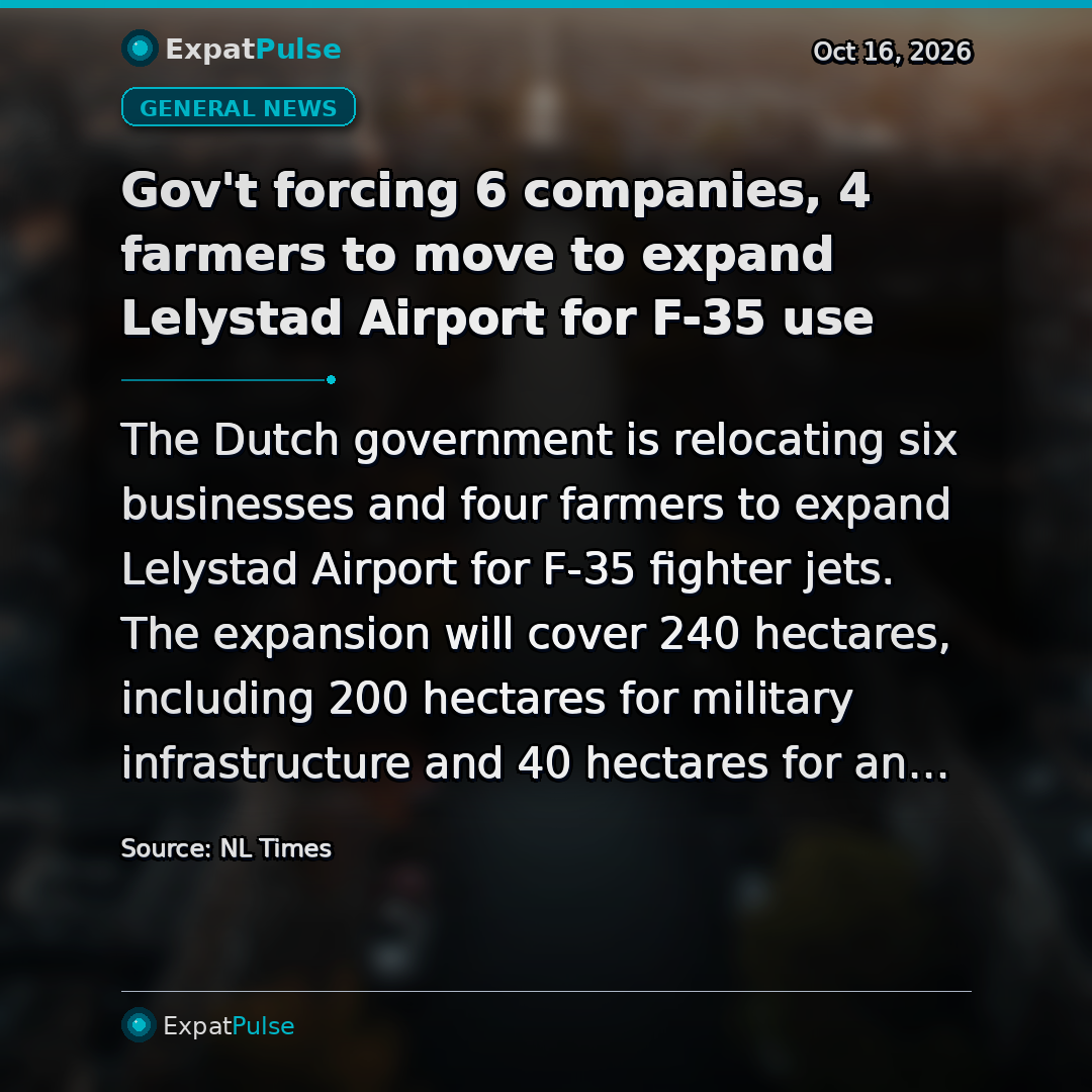 Gov't forcing 6 companies, 4 farmers to move to expand Lelystad Airport for F-35 use