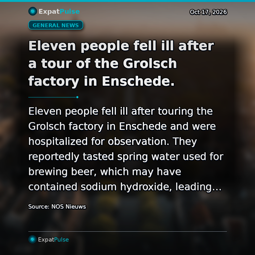 Eleven people fell ill after a tour of the Grolsch factory in Enschede.