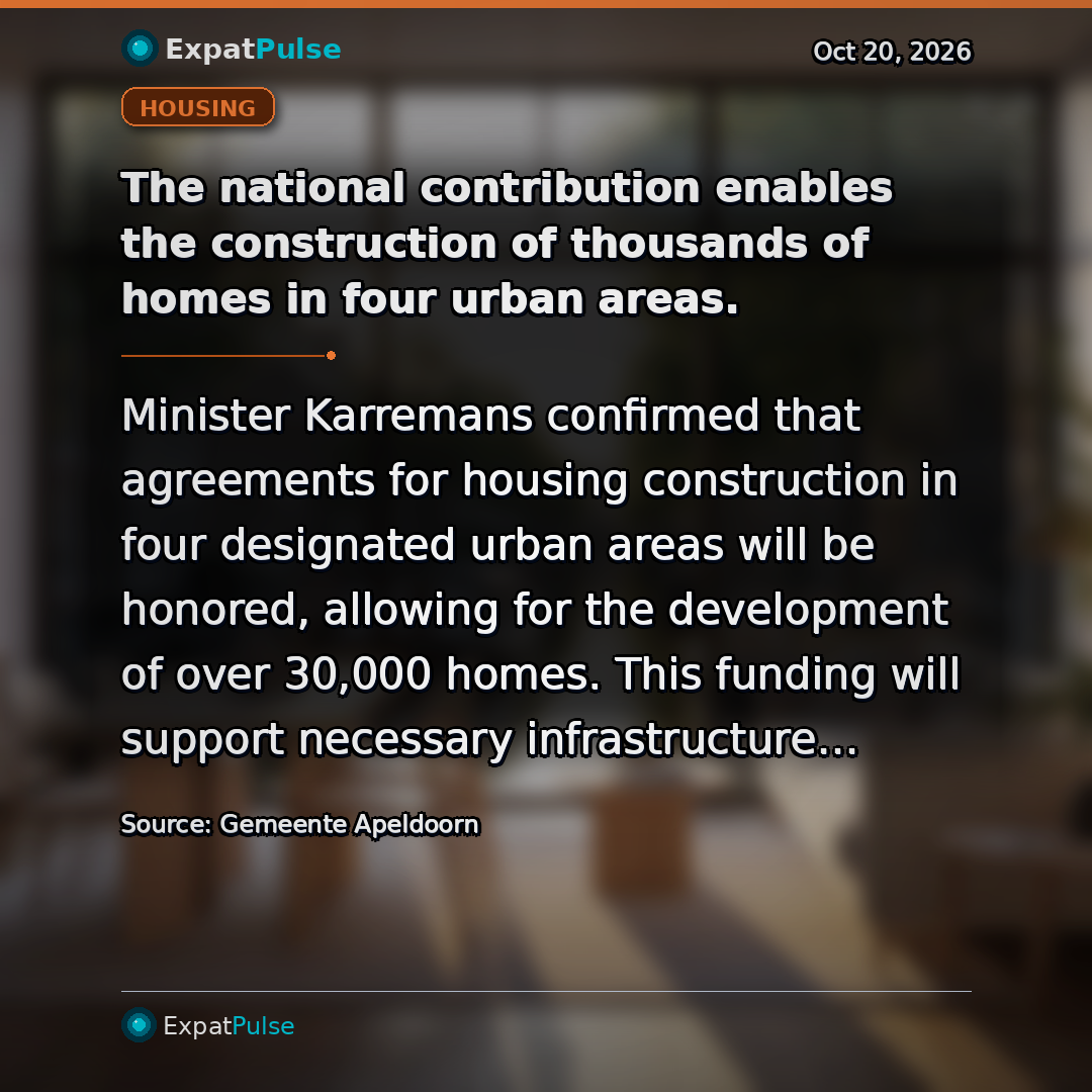 The national contribution enables the construction of thousands of homes in four urban areas.