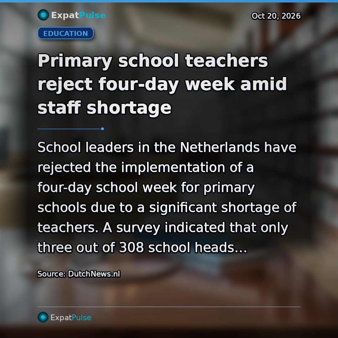 Primary school teachers reject four-day week amid staff shortage