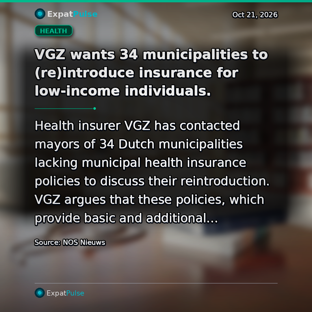 VGZ wants 34 municipalities to (re)introduce insurance for low-income individuals.
