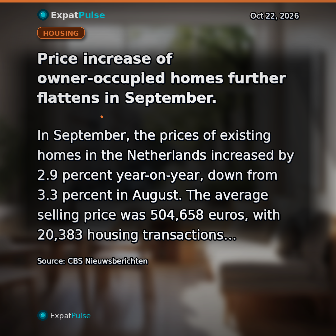 Price increase of owner-occupied homes further flattens in September.